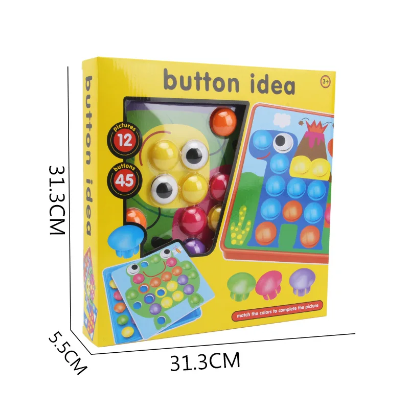 Creative large mushroom nail button intelligence assembly jigsaw shape toy educational puzzle kids toys education