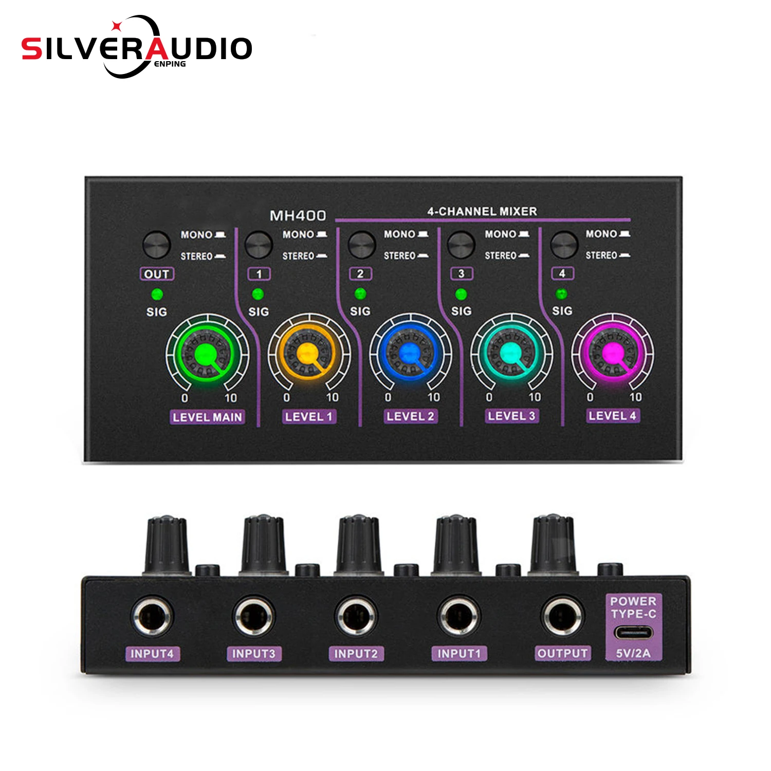 GAX-MH400 Ultra Low Noise Mini 4-way Stereo Mini Line Reverber Tuner Microphone Guitar Stage