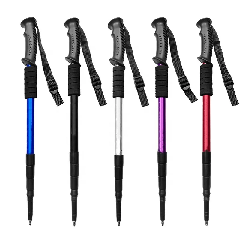 4 Section Ultralight Aluminum Trekking Pole Outdoor Adjustable Hiking Climbing Telescopic Walking Stick
