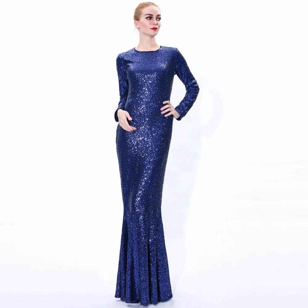 5038 Kuwii Manufacturer well made  ramadan sequins mermaid evening gown elegant dress abaya turkey muslim evening dress