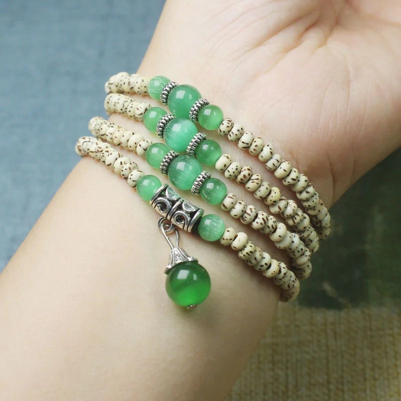 CLBX Star Moon Bodhi Piece Beads Mini Multi Loop Hand Chain Bracelet Star Moon Bodhi Seed Art Play Beads Buddha Beads Wholesale