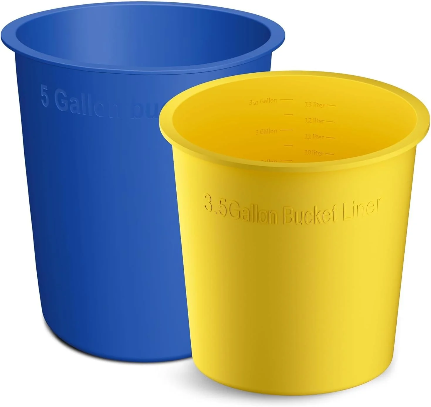 Silicone 3.5 Gallon and 5 Gallon Bucket Liner for Concrete Mix Mud Food Storage and Paint-2 PCS Reusable Rubber Bucket Saver