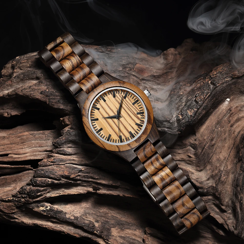 Wholesale sport business retro all wooden bamboo real wood grain dial couple wrist watch for men womens