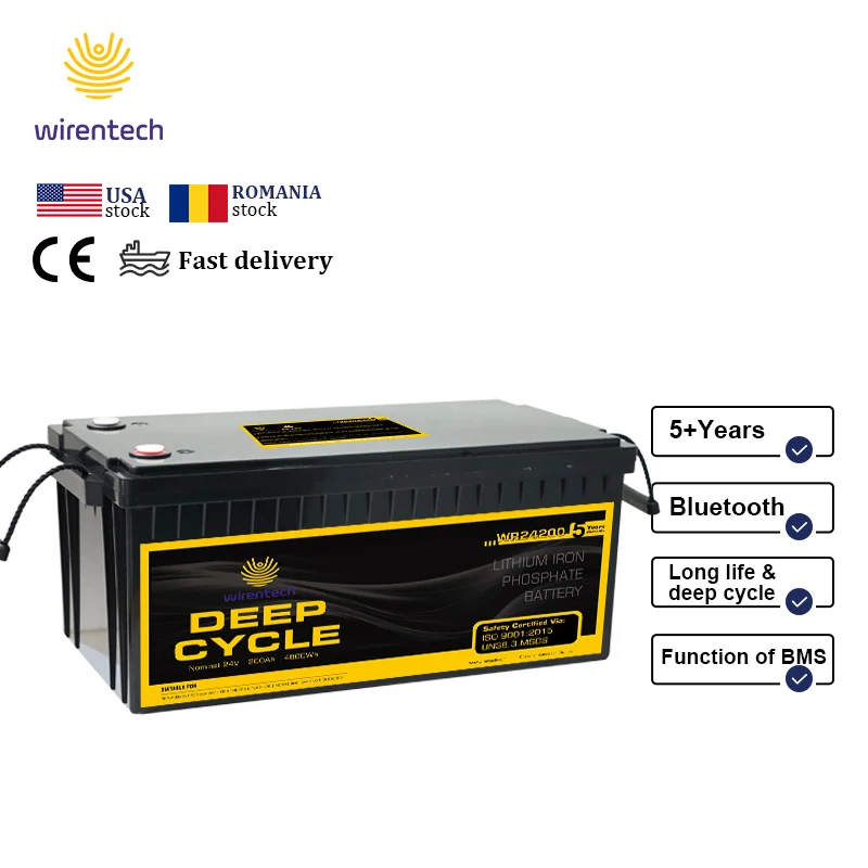 Wirentech UL1973 Verified IEC62619 Lithium 12.8V 100Ah 1280wh Dual Purpose LiFePO4 Battery Pack for Boat Trolling Motor Marine