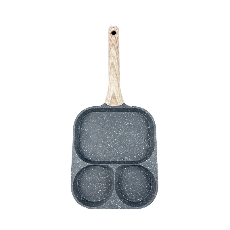 Кухонная алюминиевая кастрюля для завтрака плоская сковорода 3 в 1 с антипригарным покрытием квадратная яиц