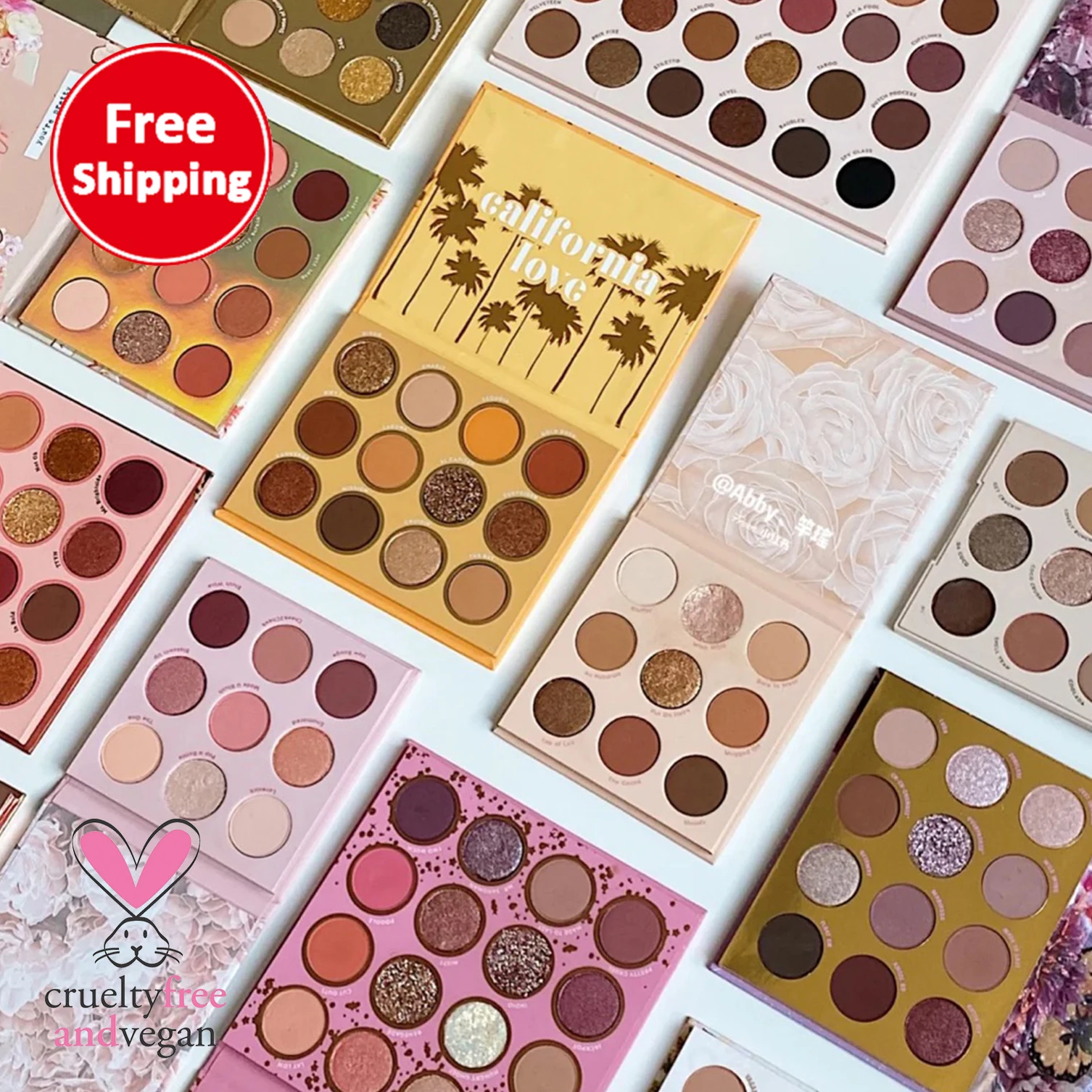 Wholesale waterproof metallic eye palette sunset California Love yellow  pressed shadow gold eyeshadow makeup pallets