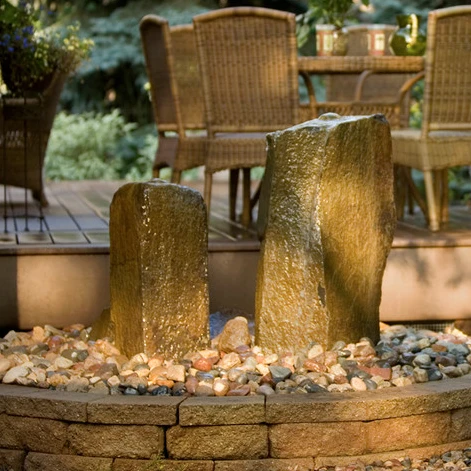 Decorative Outdoor Hand Carving Natural Boulder Basalt Water Fountain for Garden Yard Lawn Patio