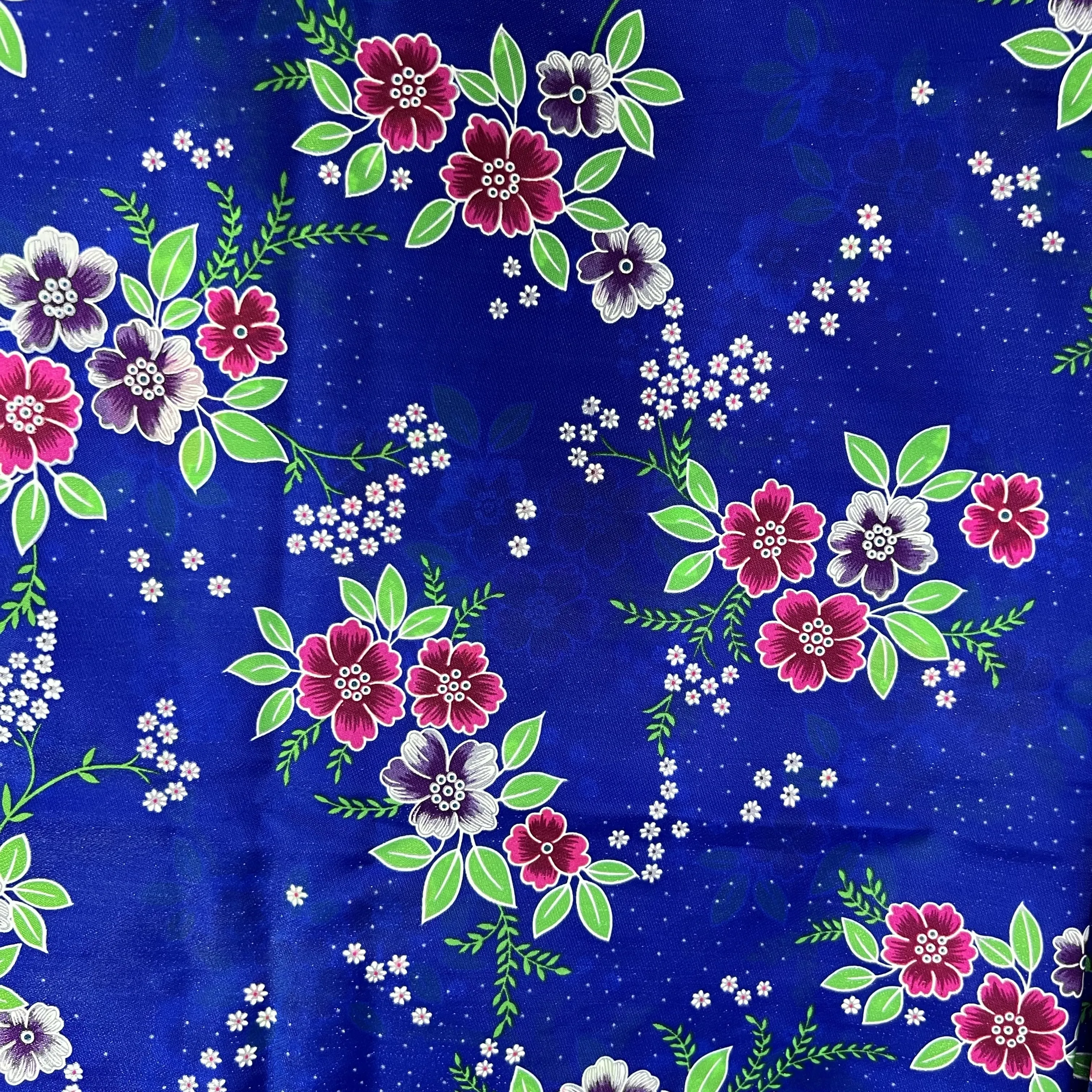 Светло-голубая атласная ткань с золотой нитью, 100% нейлон, японский атлас с цветочным принтом