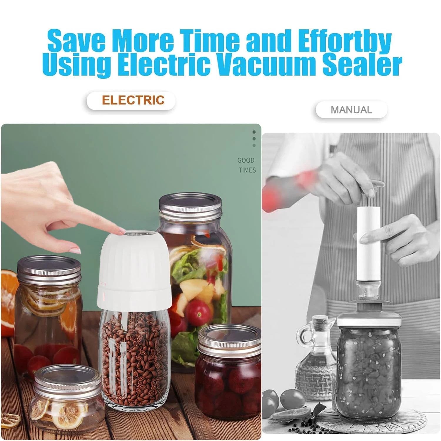 Kitchen Accessories Portable Cordless Automatic Vacuum Bag Sealer or Packing Machine Electric Mason Jar Vacuum Food Sealer Kit