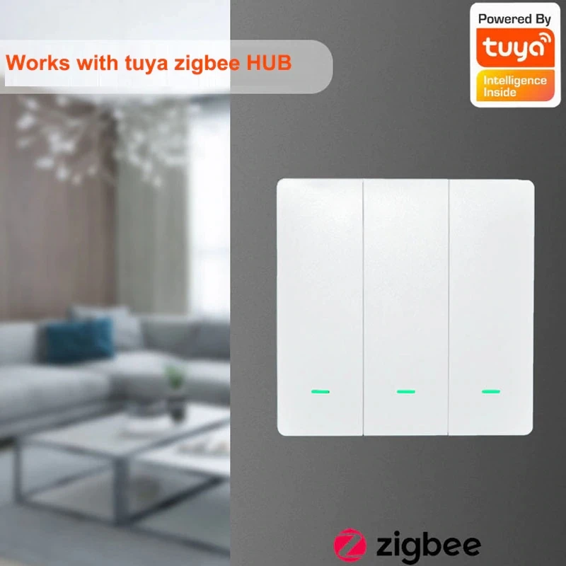 Tuya Zigbee Push Button Remote Smart Light Timer 3 Way Switch