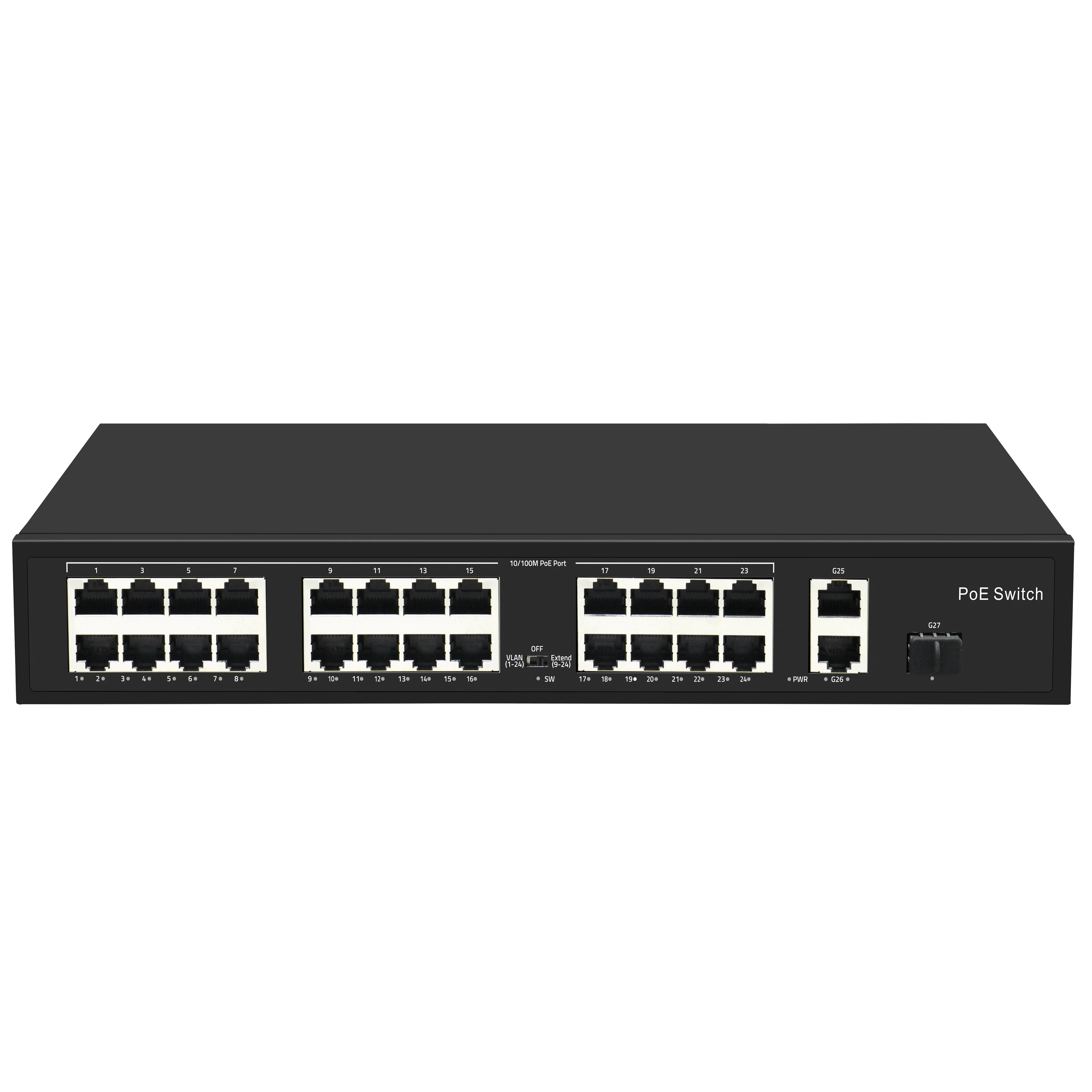 24 Ports Network Gigabit PoE Switches Support VLAN  Extend witch 2 Gigabit Ethernet Uplink Ports 300W Network Switch