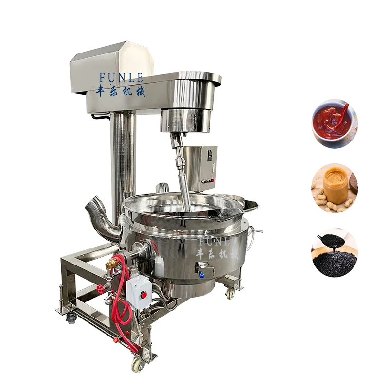 Gas Heating Tomato Paste Cooking Mixer Machine / Hot Sauce Jacket Kettle With Mixer