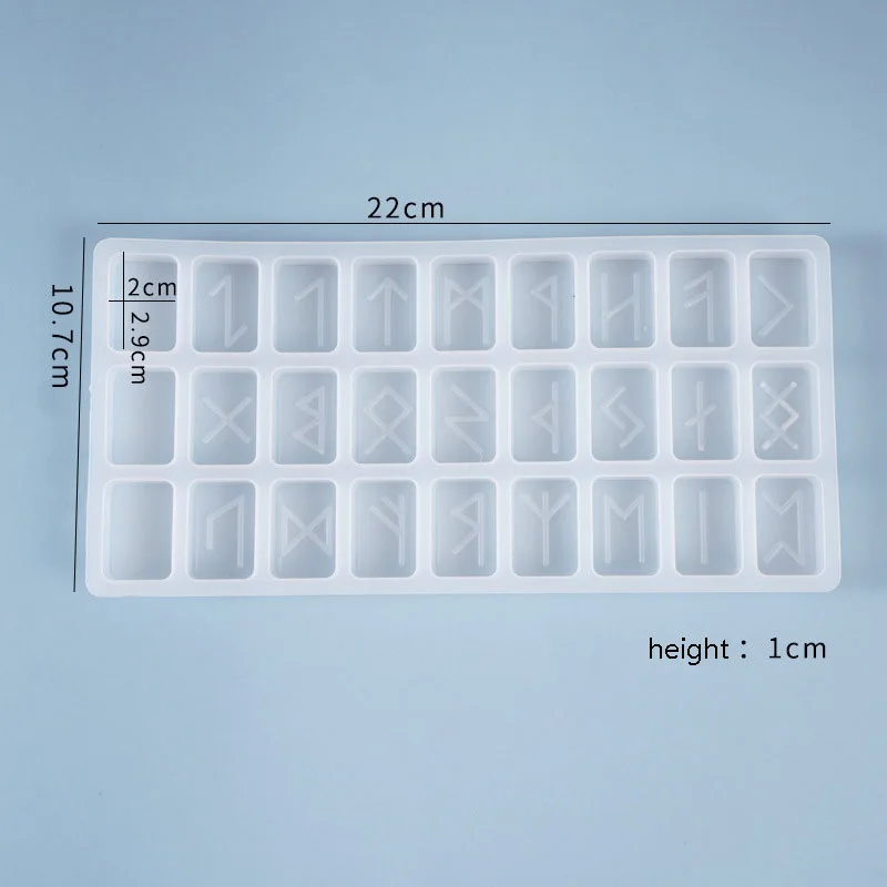 Rune  Silicone resin Epoxy Casting Alphabet Symbol Word Molds for Divination Dominoes Building Blocks Stacking Puzzle Soaps