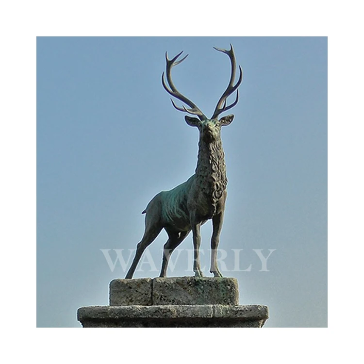 Cast Brass Bronze Deer Figurine Sculpture Yard Statue of Elk Skyfall Stag