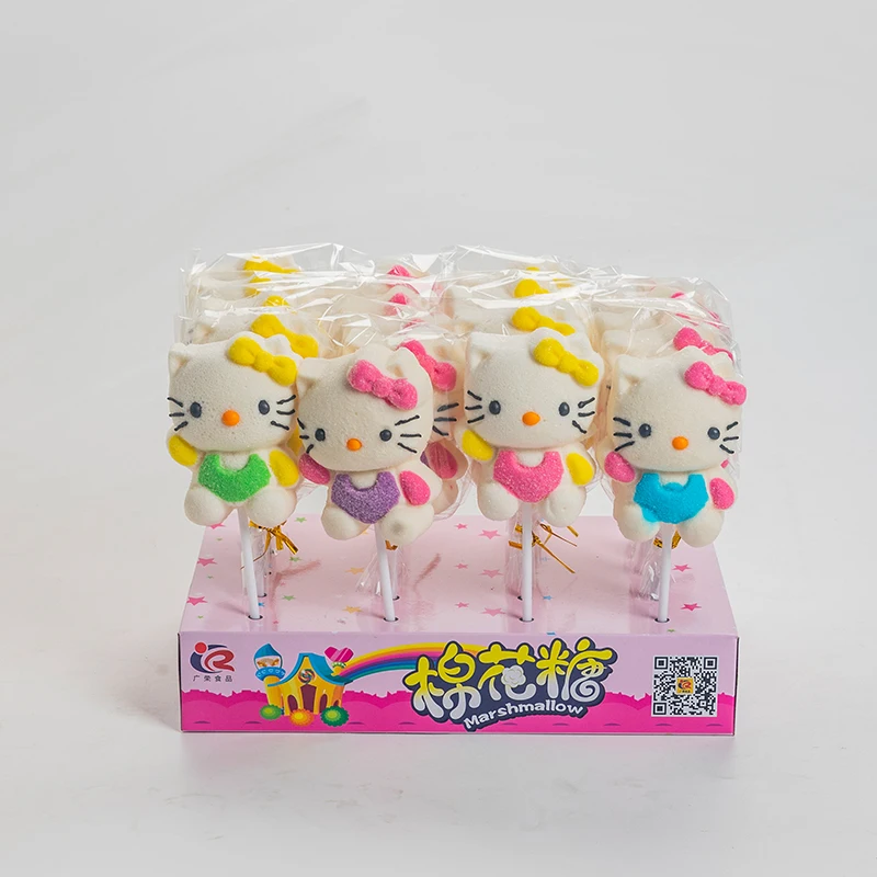 Soft Kitty Shaped marshmallow  candy halal sweets lollipop