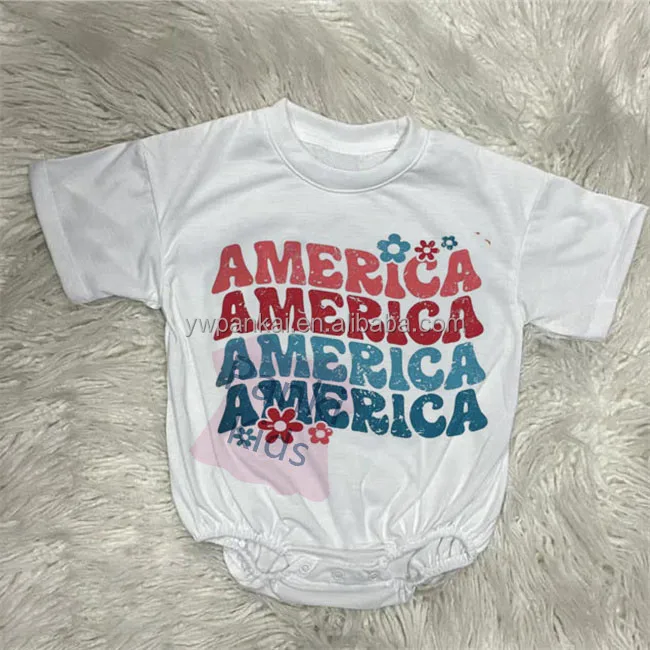 Custom 4th of July American festival Printing Children Summer Clothing Unisex Baby Summer Bubble Romper