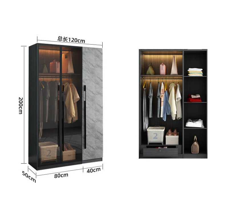 Customized Size Wardrobes Melamine Finished Plywood Closet Design