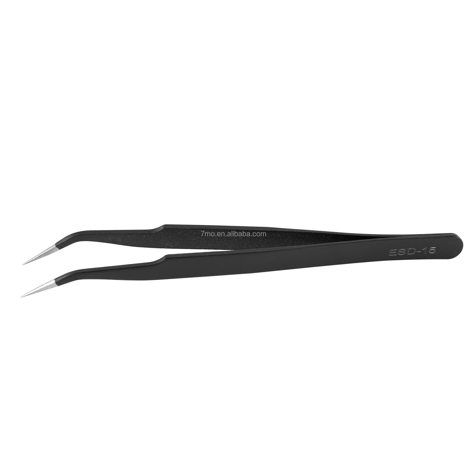 7mo High Quality Black Handle Vinyl Tweezer Wrapping Tool Curved Nose Stainless Steel Anti-static Tweezers Tweezers