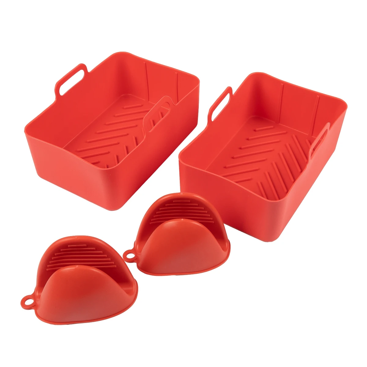 Food safe air fryer square reusable silicone pot basket liner set easy cleaning silicone baking pan for air fryer