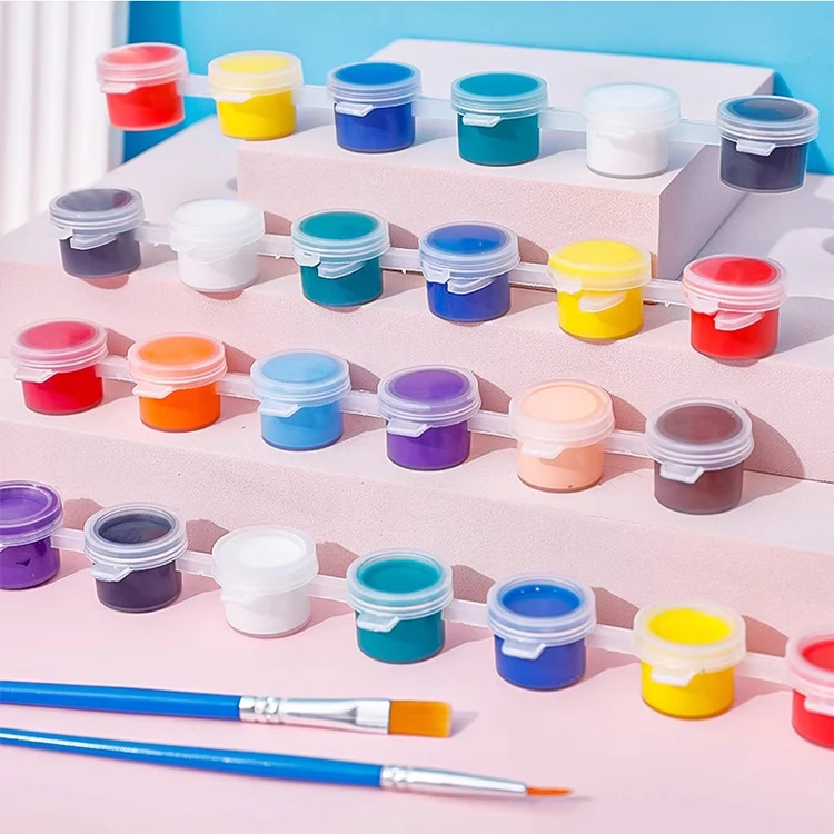 Factory Best sale good quality 8 12 16 24 Colors for Kids Students Painting  Acrylic Paint Pot Stripe 3ml