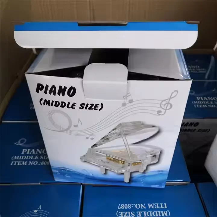 Mini Piano Wind Up Crystal Acrylic Piano Children Toys Musical Instruments Music Box