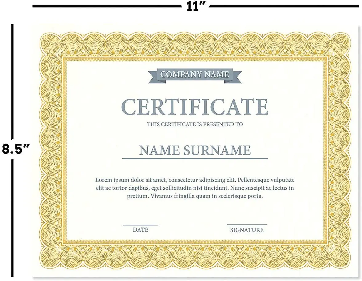 Elite Gold and White Parchment Certificate Paper Diplomas Paper Printing for School Graduation