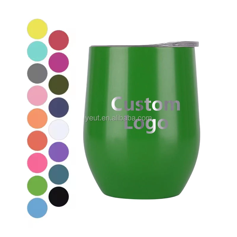 Factory Wholesale Customized 12oz Wine Glass Stainless Steel Insulated Reusable Egg Tumbler Cup With