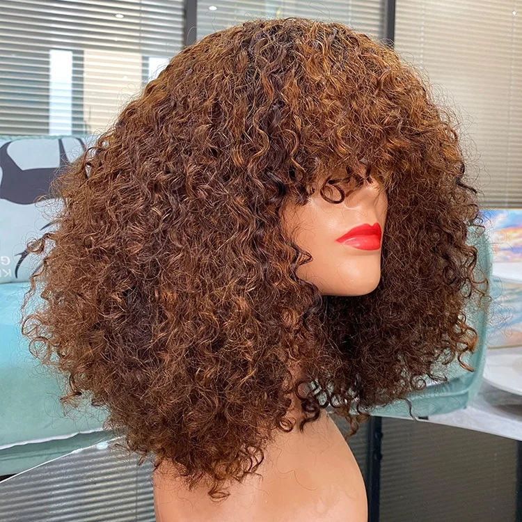 Best Selling 12a Mongolian Afro Small Kinky Fringe Wig Wholesale Brazilian Virgin Curly Human Hair Extension For Black Women