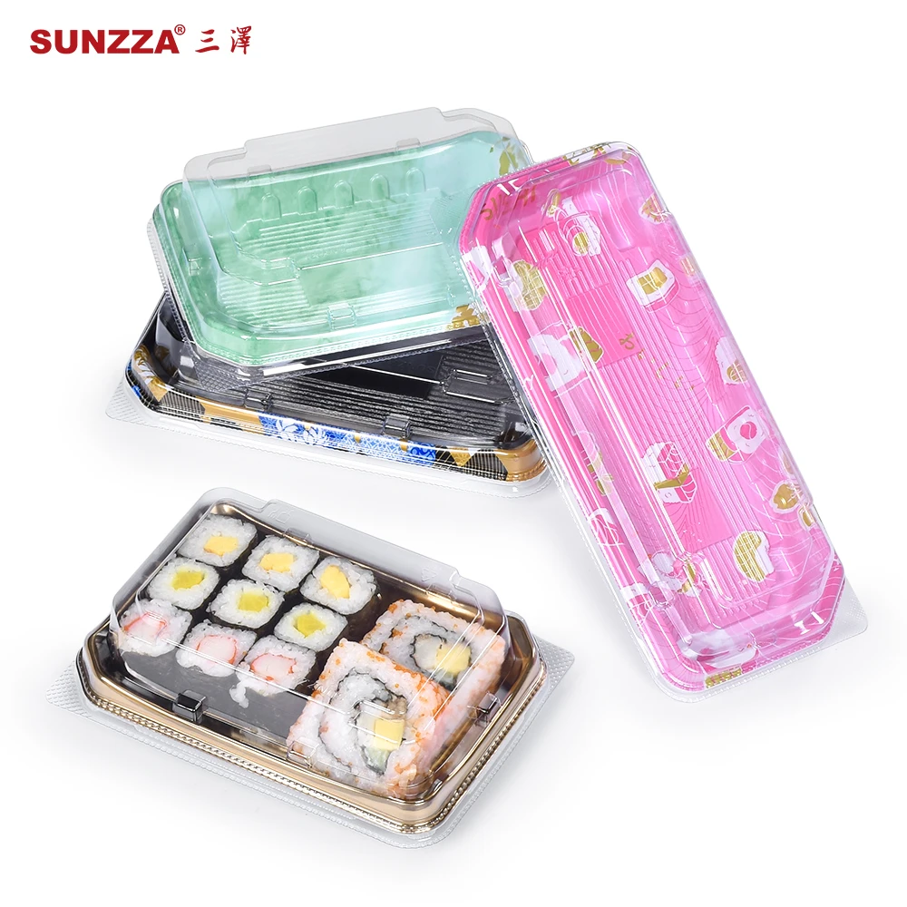 Sunzza package luxury series disposable food grade sushi packaging plastic box take out blister container for dessert/cake