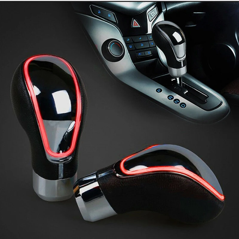 Universal Touch Activated Sensor LED Light Car Gear Shift Knob USB Charge Leather gear head