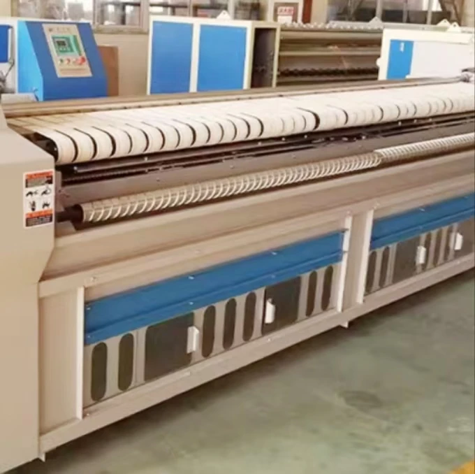 A high-speed ironing machine with double-sided function, automatic cloth feeder