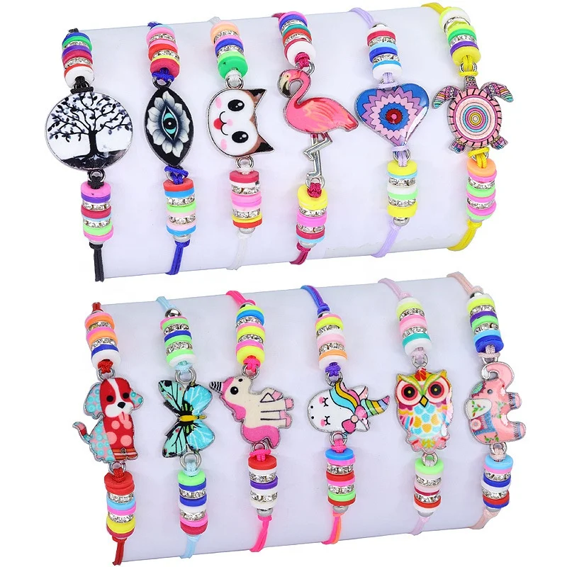 2022 GT pulsera 12pc Women Girl Unicorn Woven Friendship Bracelet Value Set Kids Party Favor Adjustable Bracelet Animal Dog