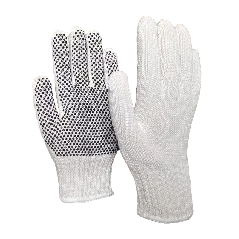 Wholesale Customized Anti-slip Pvc Dotted White Cotton Knitted Working Hand Gloves