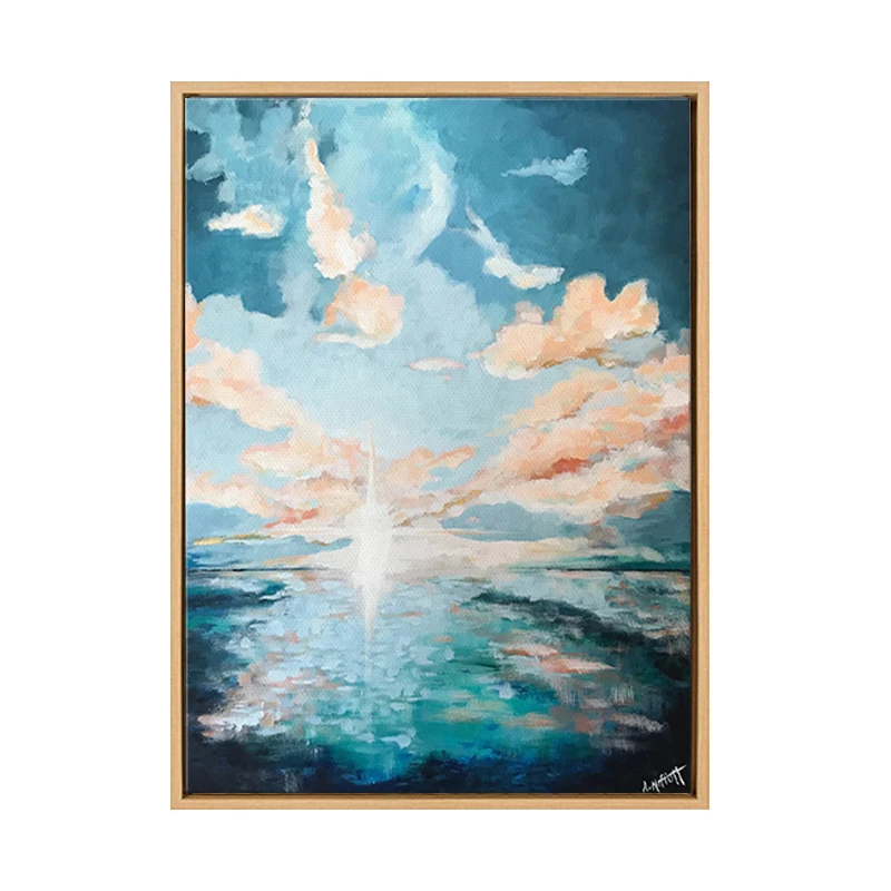 Custom large Abstract framed art Canvas printing seascape oil paintings for wall deocr