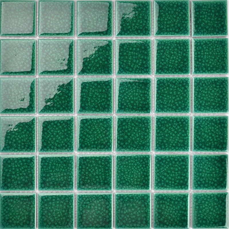 Shiny Mix Tile Swimming Porcelain Sticker Glass 4mm Green Square Glass Swimming Pool Mosaic Tile