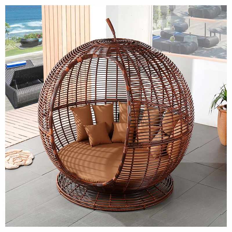 
New design Garden Daybed outdoor daybed with canopy rattan apple bed 