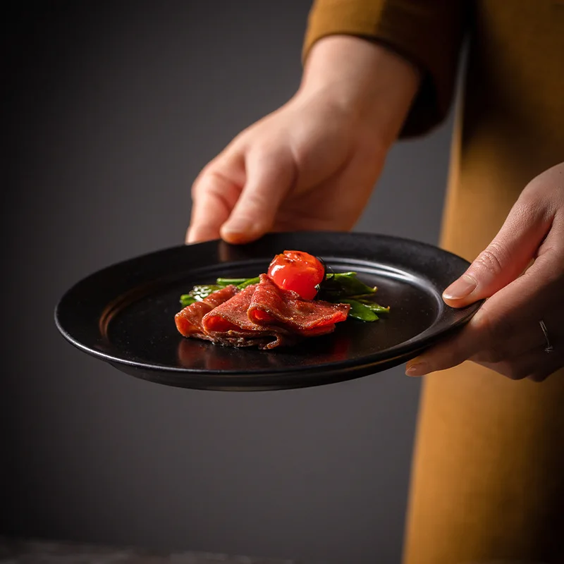 Classic White Ceramic Plate black matte porcelain dishes oven safe plate with low price online sale in India