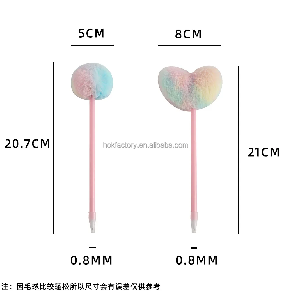 Custom Print Wistiti Style Colorful Pom Pom Pen Kawaii Cheap Cute Plush Ball Ballpoint Pens