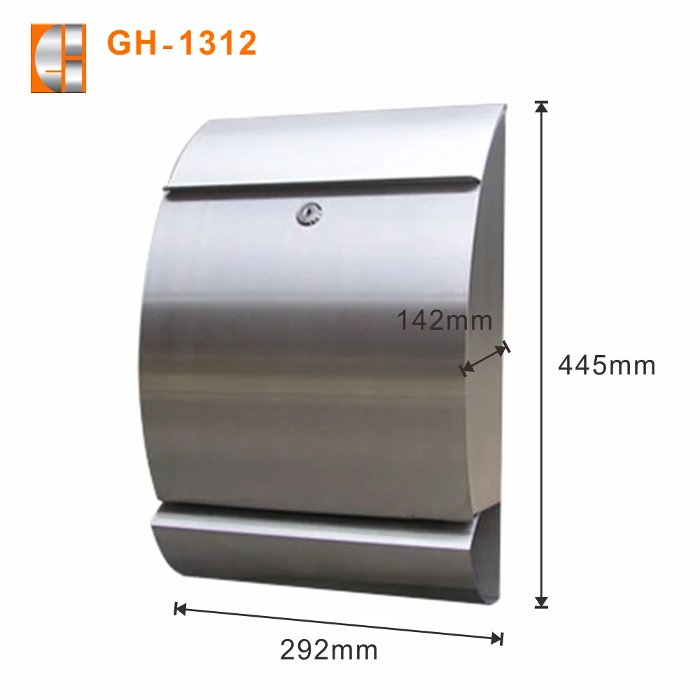 Wall Mounted Architectural Steel Locking Mailbox With Newspaper Holder