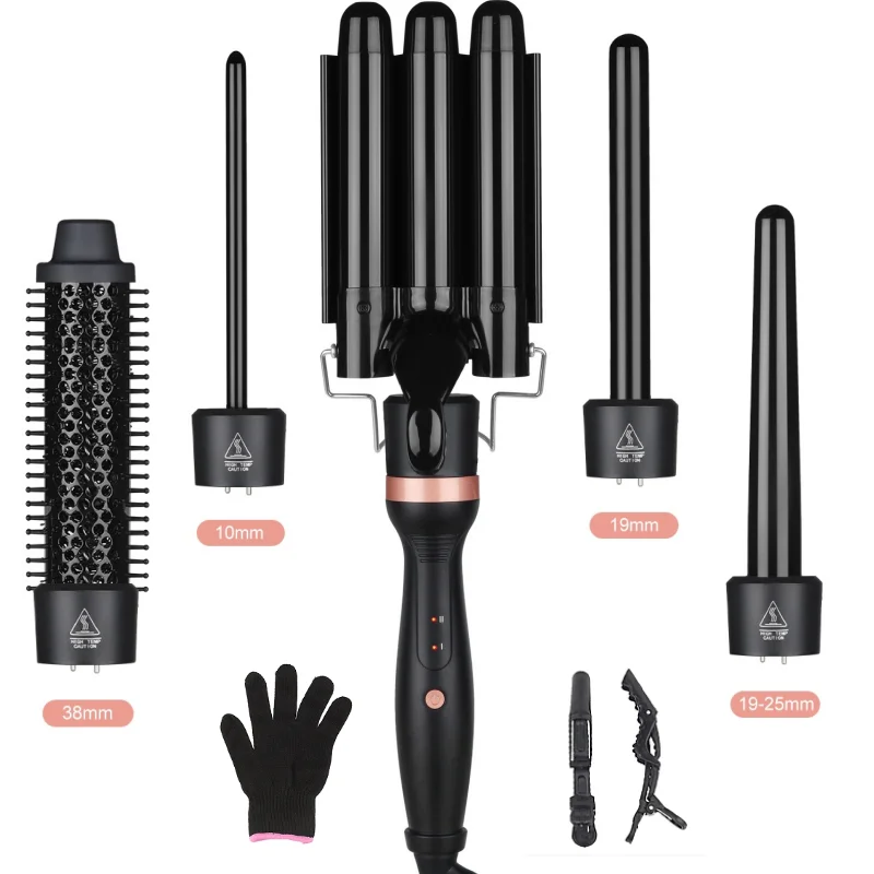 2024 New Concept Hot Selling Fast Heating Curling Ceramic Coating Iron Barrel Curling Iron Set with New Style with Brush