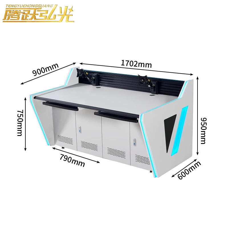Two workstation DV-type command center control console monitoring desk Conference room office furniture monitoring computer desk