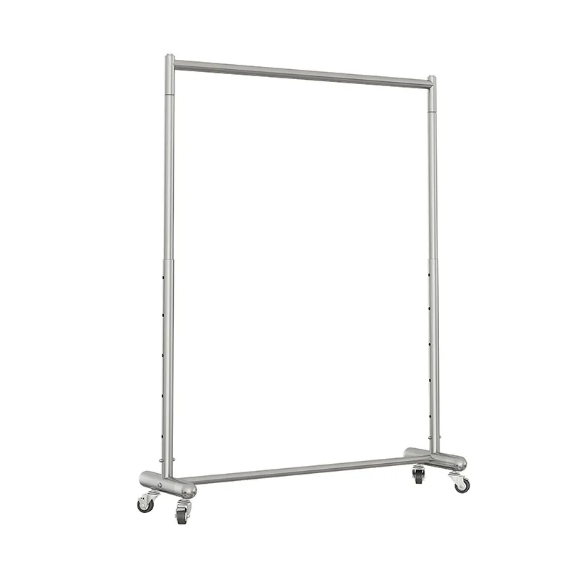 Wholesale Stainless Steel Movable Metal Clothing Garment Hanger Display Stand Clothes Rack For Clothing Store With Wheels
