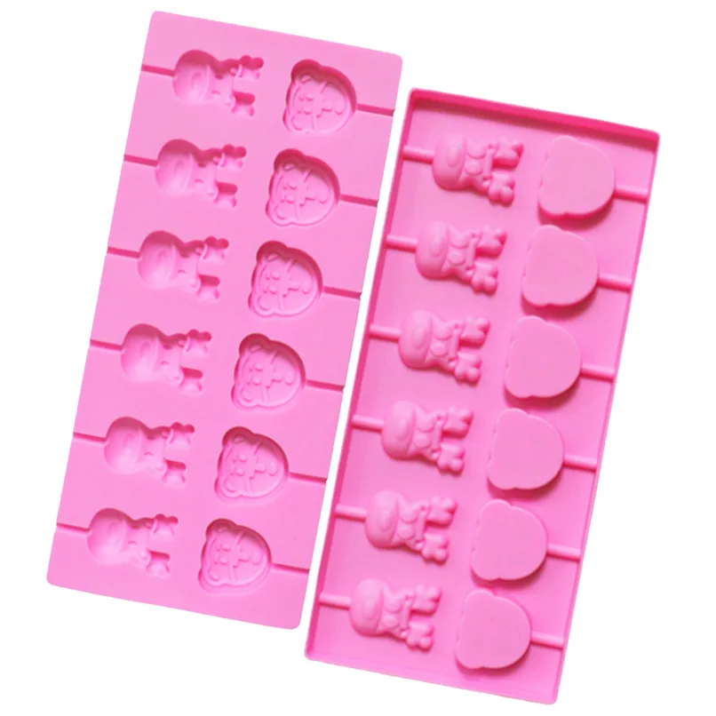 Saffron Multiple Designs silicon melting lollipop resin mold candy gummy molds cartoon dinosaur monkey Christmas 3d mold