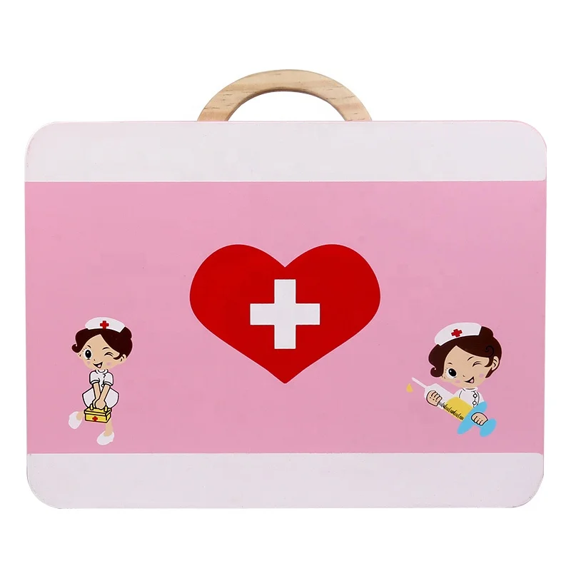 Wooden Doctor Toy Kit Box Pretend Play Toys For Boys Girls