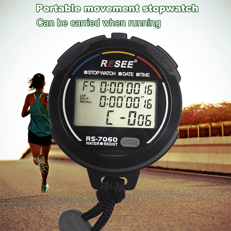 Resee Professional Sports Stopwatch Waterproof Remote Led Countdown Digital 3 Displays 60 Lap Memories Electronic Stopwatch