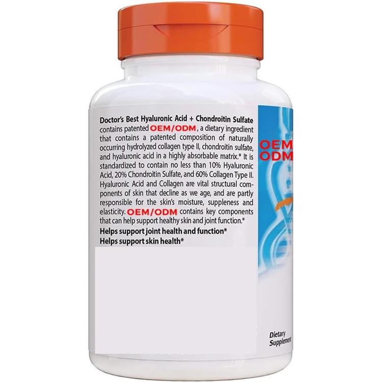 60 Caps Hyaluronic Acid with Chondroitin Sulfate Non-GMO Gluten Free Soy Free Joint Support