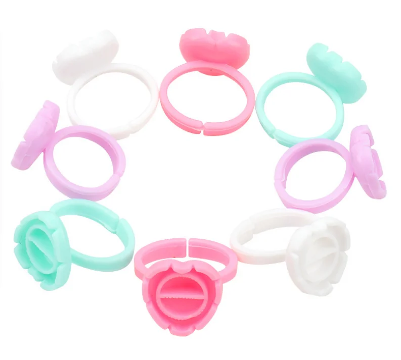 Pink/Green/White/Purple Eyelash Glue Cup 100pcs/bag Easy Fan Cup Lash Extensions Ring Sun Flower Glue Cup