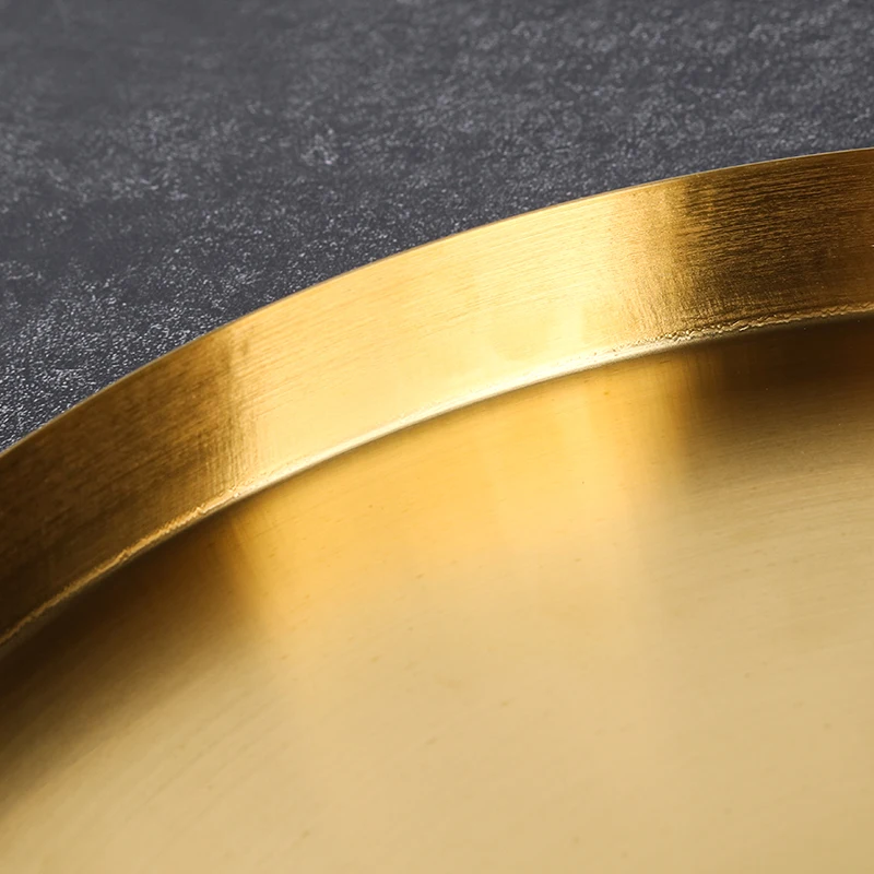 Gold-plated brushed stainless steel tray Chef Dish Sets Serving Platter Fine Dining Restaurant Dinner Plate
