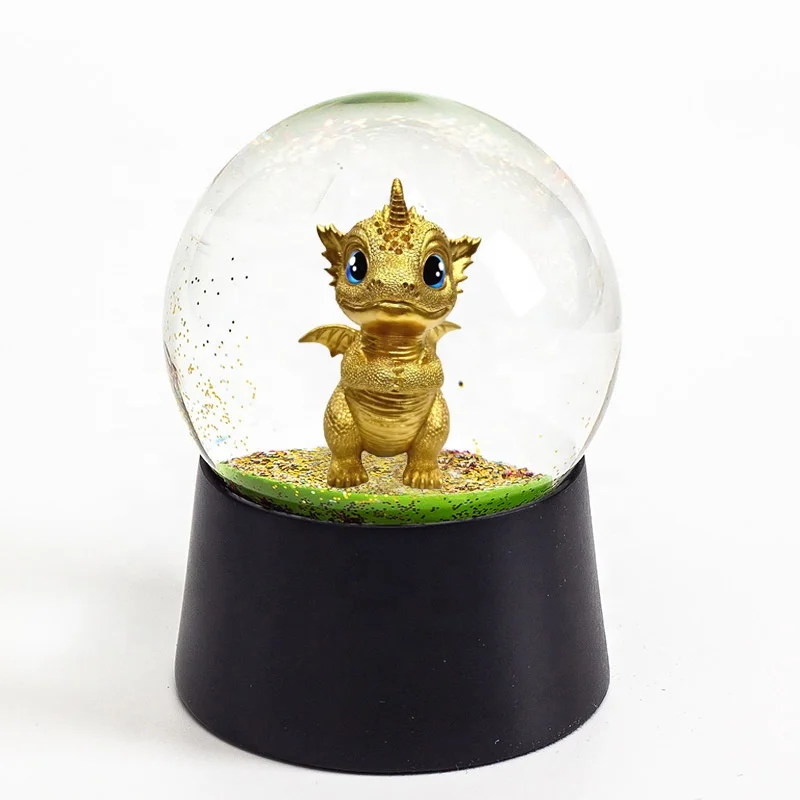 Customizable 100mm Resin Elephant with Bird & Monkey Water Ball Statues Animal Snow Globe Tabletop Figurine Home Decor