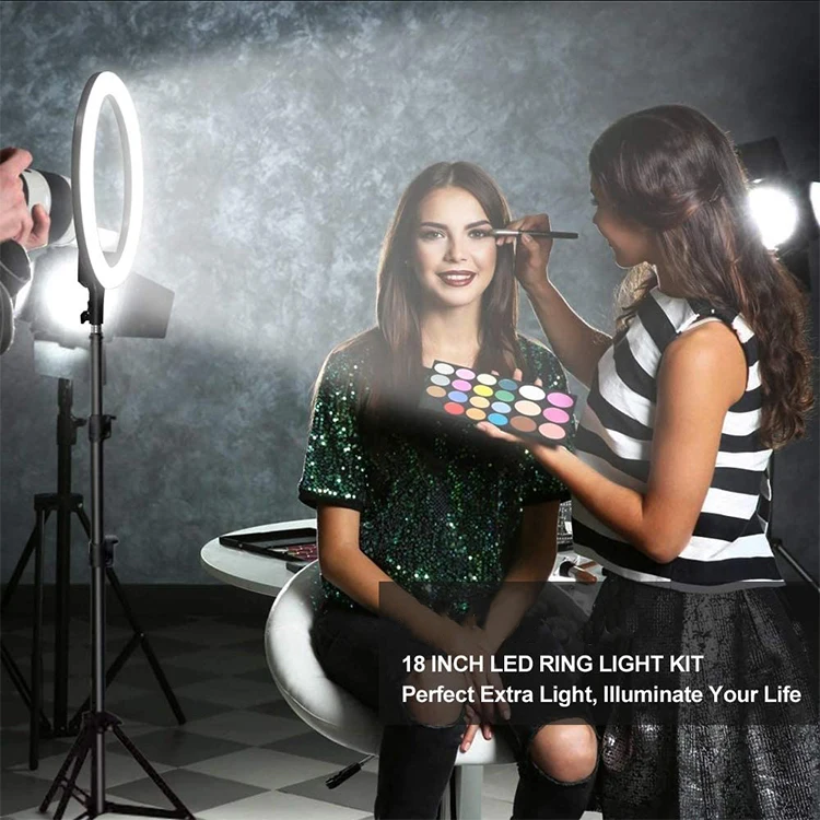 Wholesale Remote 3 Color 2700K-5500K Dimmable 45CM 18inch Ring Fill Lamp Selfie Makeup LED 45 cm Ring Light 18 inch Ringlight